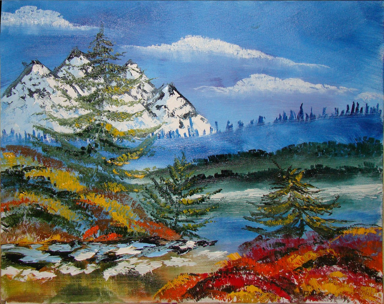 Картины мастихином пейзаж горы